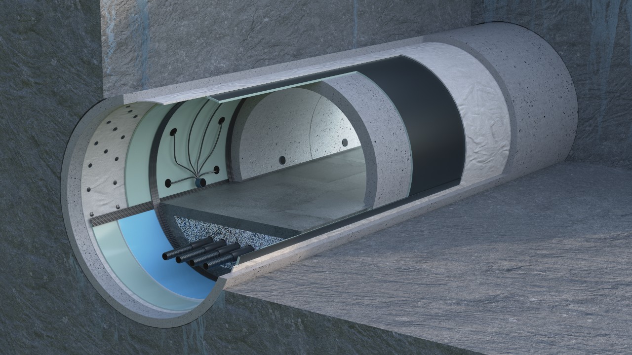 Yksi-/kaksikerrosjärjestelmä - louhittu tunneli 